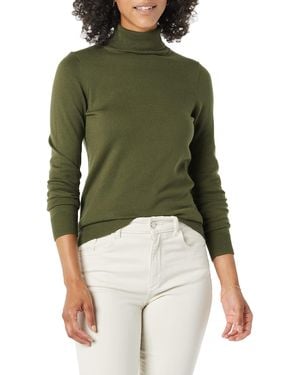 Amazon Essentials Maglione A Collo Alto E iche Lunghe Leggero con vestibilità Classica - Verde