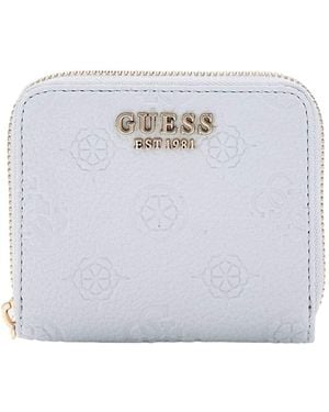 Guess Cresidia Slg Zip Around Wallet S Powder Blue - White