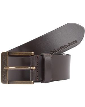Calvin Klein Jeans Cintura Uomo Classic in Pelle - Grigio