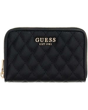 Guess Portafoglio Atabey SLG Medium Zip Around Wallet Black nero