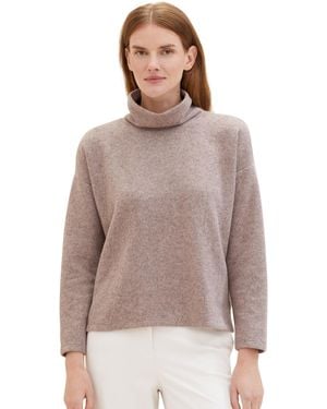 Tom Tailor Cosy Sweatshirt mit Rollkragen - Braun