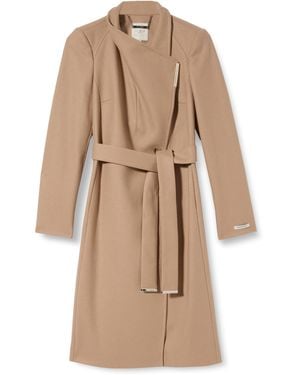Ted Baker Wmo-rose-midi Length Belted Wool Wrap Coat - Natural