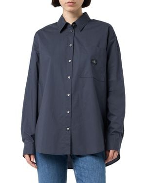 Calvin Klein Camisa Hombre Woven Label Relaxed Fit - Azul