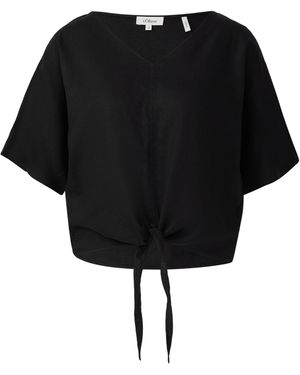 S.oliver Verkürzte Leinenmix-Bluse im Relaxed Fit schwarz 44