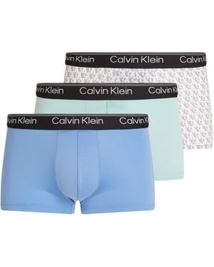 Calvin Klein 3er Pack Boxershorts Low Rise Trunks Baumwolle mit Stretch - Blau