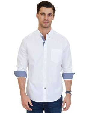 Nautica Classic Fit Stretch Solid Long Sleeve Button Down Shirt Shirt - White