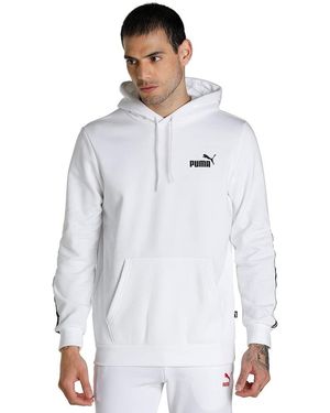 PUMA Ess+ Tape Hoodie FL Felpa - Bianco