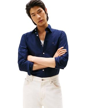 Tommy Hilfiger Heritage Oxford Solid Regular Long Sleeve Shirts,preppy Navy/desert Sky Solid 5x-large - Blue