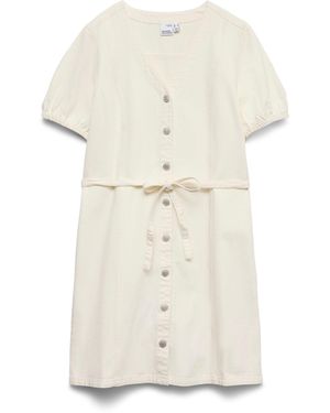 Vero Moda Vmjanet Ss V-Neck Short Denim Dress Noos - Weiß