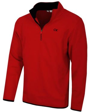 Calvin Klein 2025 Polar Fleece 1/2 Zip Stretch Golfpullover - Rot - M
