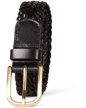 Amazon Essentials Woven Leather Belt - Black