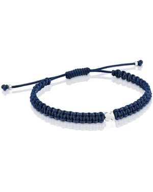 Tous Bracciale in nylon con motivo a orso in argento di prima legge - Blu