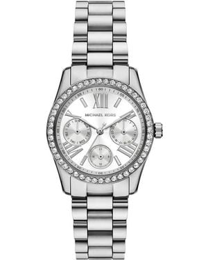 Michael Kors Lexington 34MM Silberfarbene Edelstahluhr - Mettallic