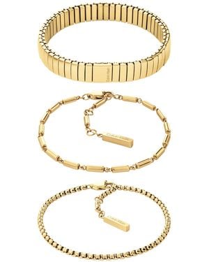 Calvin Klein Juego de 3 pulseras de acero inoxidable chapado en oro amarillo para - Metálico