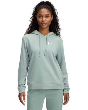 Under Armour Felpa Con Cappuccio Rival Terry Da Donna Silica Bianco - Blu