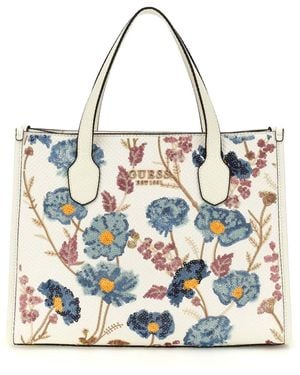 Guess Zaria Two Compartment Tote Bag Floral Multi - Mettallic