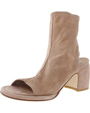 Steve Madden Stiefeletten aus Kaschelleder mit offener Zehenpartie - Braun