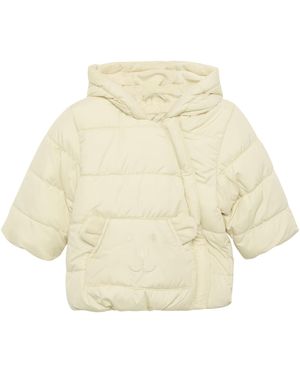 S.oliver Wattierte Jacke mit Fleece-Futter und Bären-Motiv helles Sand 86 - Weiß