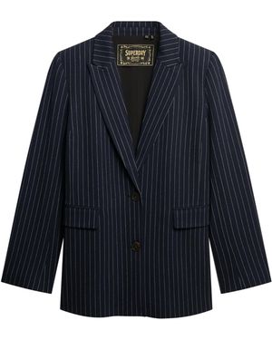 Superdry Nadelstreifen Boyfriend Blazer Marineblau Nadelstreifen 44