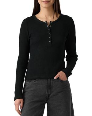 Levi's Donna Dry Goods Waffel Henley Shirt Anthracite Night Black S - Nero