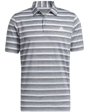 adidas S Two Colour Striped Golf Polo Shirt Grey Three S - Blue