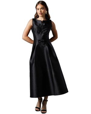 Coast Bow Detail Full Skirt Midi Dress - Black