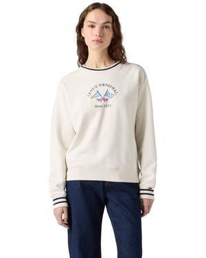 Levi's Shirt col Rond Graphique Heritage Sport Crew Regatta Flags Egret - Greys - Blanc