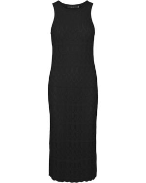 Vero Moda Vmfabienne Sl O-neck Calf Dress Noos Midi - Black