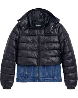Desigual Abrigo acolchado corto combinado - Azul
