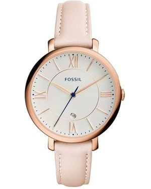 Fossil Ladies Jacqueline Navy Leather Watch Es3843 - Metallic