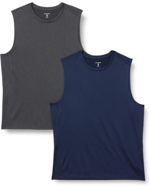 Amazon Essentials Chemise Moulante Stretch sans ches Légère Active Quick Dry - Bleu