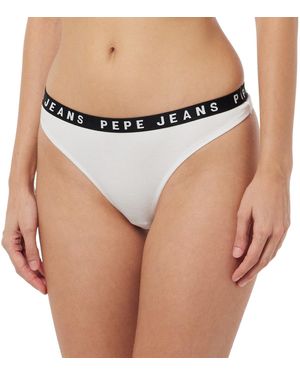Pepe Jeans Logo Thong sous-vêtement de Style Bikini - Noir