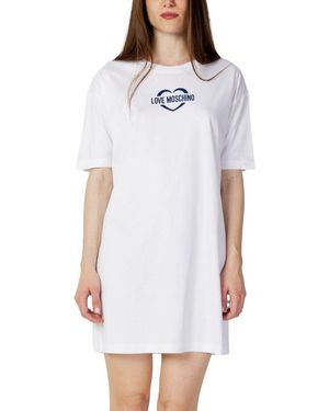Love Moschino Abito a iche Corte a T Dress - Bianco