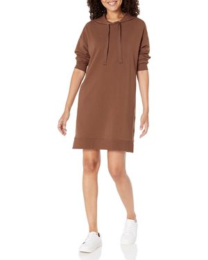 The Drop Iona Mini-Sweatshirt-Kleid mit Kapuze und langen Ärmeln - Braun