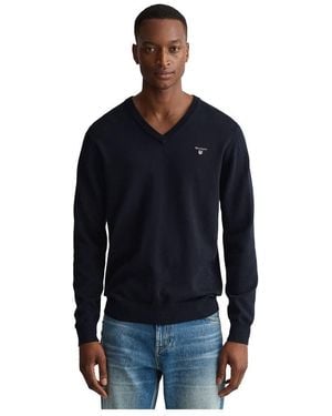 GANT Collo a V in Cotone Classico Maglione - Nero