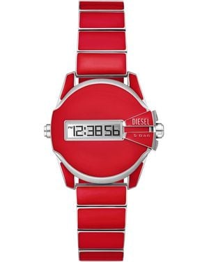 DIESEL Analog Digital Watch With Stainless Steel Strap Dz2192 - Red