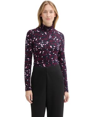 Tom Tailor 1043144 Longsleeve mit Rollkragen und Alloverprint - Lila