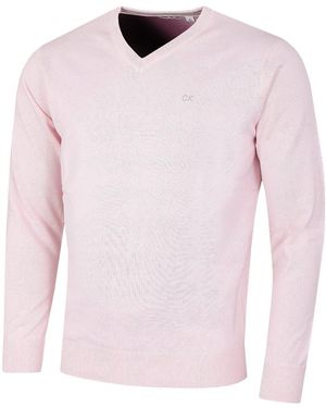 Calvin Klein Maglione da uomo con scollo a V in cotone morbido - Rosa