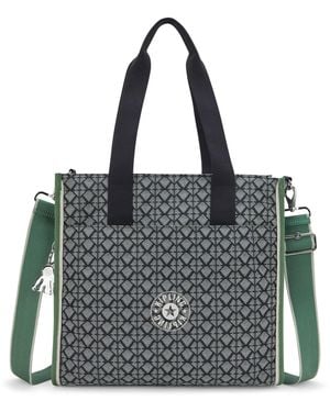 Kipling Deval Printed Tote Bag Signature Black Emb Sport - Grey