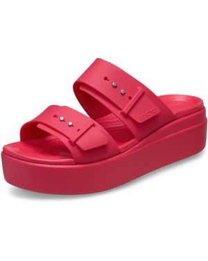 Crocs™ Brooklyn Buckle Low Wedge Sandal - Rot