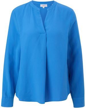 S.oliver Viskosebluse mit Tunika-Ausschnitt Royalblau 38