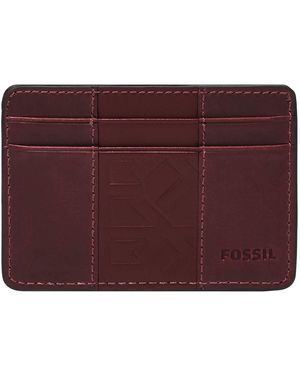 Fossil Everett Card Case Eggplant - Rouge