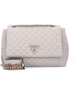 Guess Eco Rianee Convertible Xbody Flap Bag Stone - Bianco