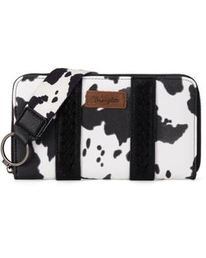 Wrangler Portafoglio a grandezza naturale per le donne Western Aztec Clutch Portafoglio da polso con porta carte di credito - Nero