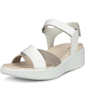 Ecco Flowt Zeppa Luxury Crossband Sandalo Donna - Bianco