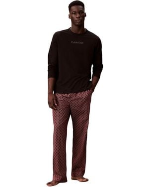 Calvin Klein 's Long Sleeve T-shirt And Bottoms Pyjama Set - Black