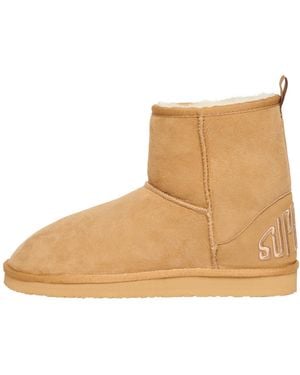 Superdry & Co S Suede Sherpa Ankle Boots - Natural