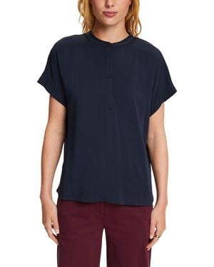 Esprit T-Shirt aus einem Materialmix - Blau