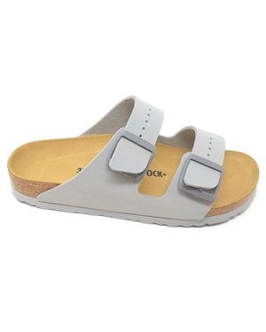 Birkenstock Arizona 1027696 Stone Coin,Sandali Regolabili,Grigio Chiaro - Nero