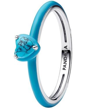 PANDORA 193828c01 Ring Silver Turquoise Heart - Blue